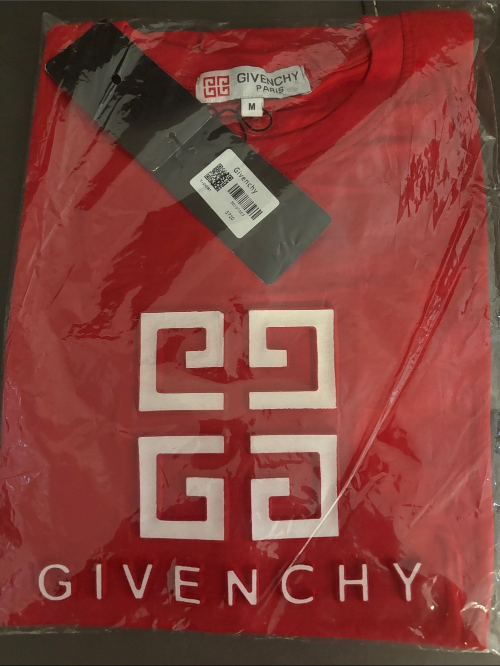 Givenchy Red Short Sleeve Logo Tee